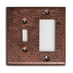 Pure Copper Hand Hammered 1 Toggle/1 Rocker Wall Plate