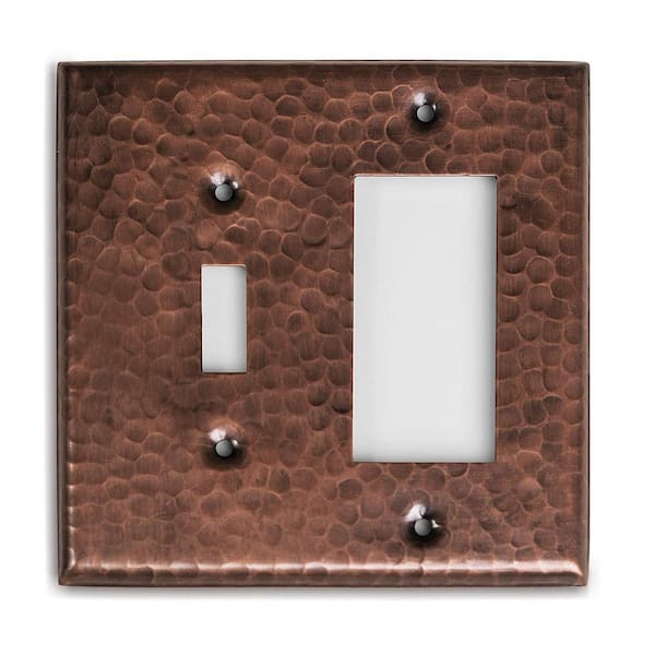 Monarch Abode Pure Copper Hand Hammered 1 Toggle/1 Rocker Wall Plate
