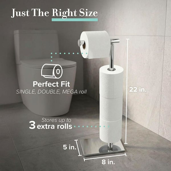 Gatco Latitude II Square Freestanding Toilet Paper Holder in Brushed Brass 1431B - The Home Depot