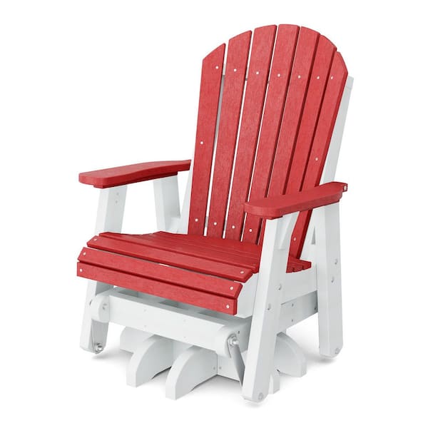 Heritage 1-Person Cardinal Red and White HDPE Plastic Outdoor Swivel Glider