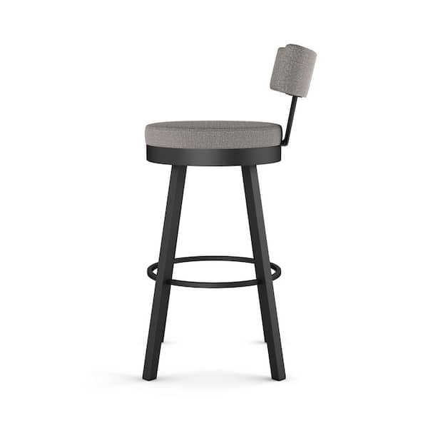 Morgan 40 in. Silver Grey Polyester/Black Metal Low Back Swivel 40 in. Bar Stool