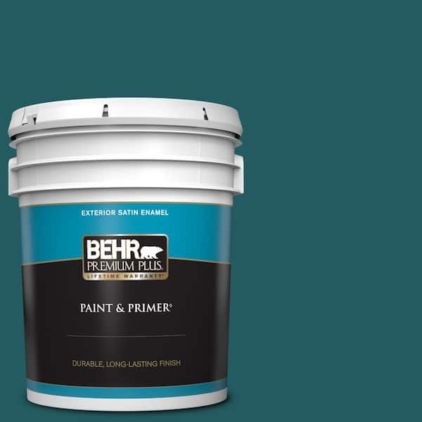 BEHR PREMIUM PLUS 5 gal. #S450-7 Tsunami Satin Enamel Exterior Paint & Primer