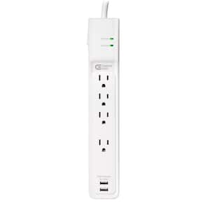 4 ft. 4-Outlet Surge Protector with USB, White