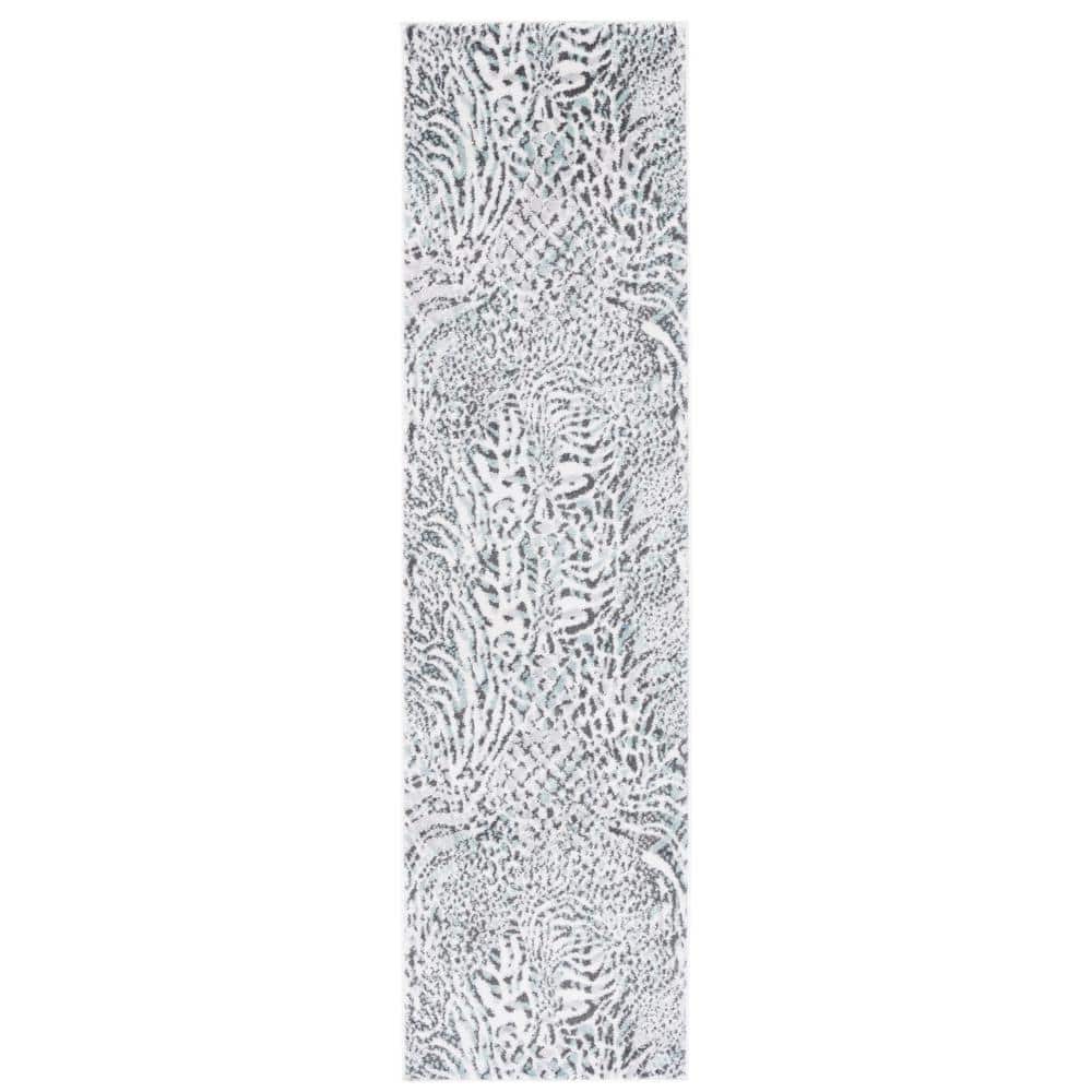 Amsterdam Ivory/Teal 2 ft. x 8 ft. Animal Print Runner Rug price history on PriceWatchPro