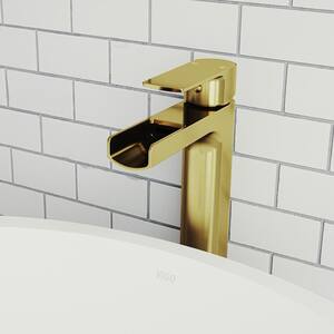 Amada Single-Handle Vessel Sink Faucet in Matte Gold