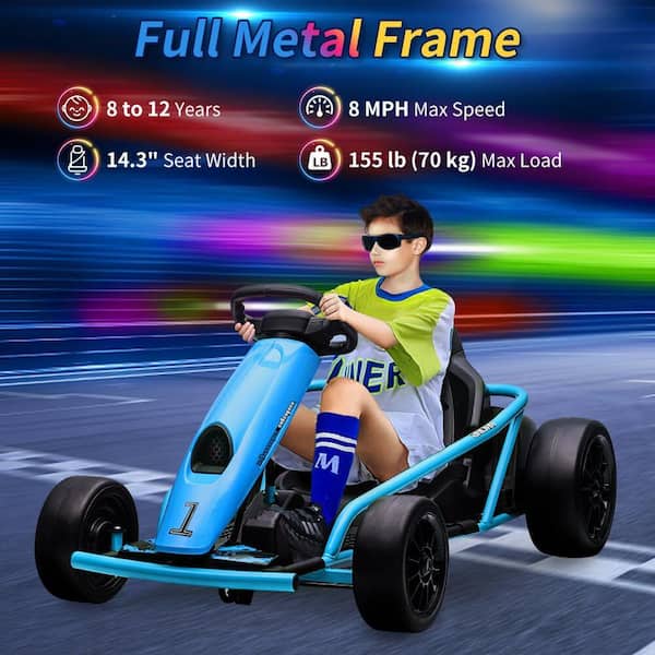 Garvee 24V Kids Riding Kart, 8MPH Drift Electric Car with Music