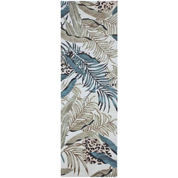 Reva Ivory 2 ft. x 10 ft. Botanical Hand-Tufted Wool Runner Rug