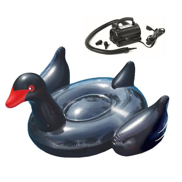SWIMLINE Black Swan Opaque Inflatable Float Plus Electric Air Pump Inflator