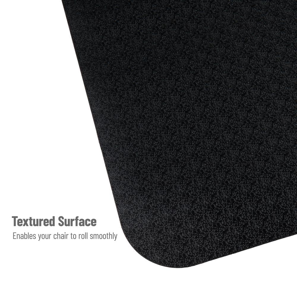 Black Scratch-Resistant Polypropylene Office Chair Mat for Hard Floors