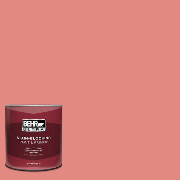 BEHR ULTRA 1 qt. #PPU1-04A Watermelon Punch Extra Durable Flat Interior Paint & Primer