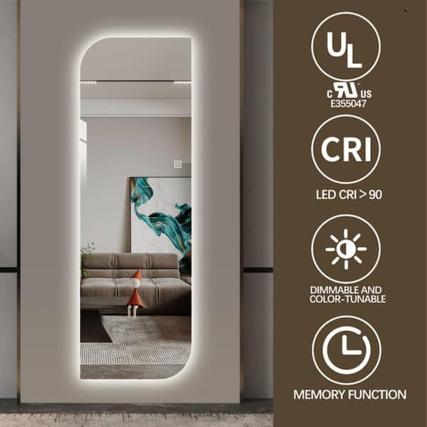 SUNRINX 65 x 21 Inch LED Full-Length Frameless Wall Mirror