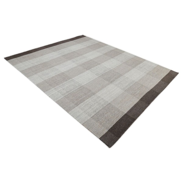 Carrie Flatweave Checkered Brown 5 ft. x 8 ft. Hand Woven Area Rug
