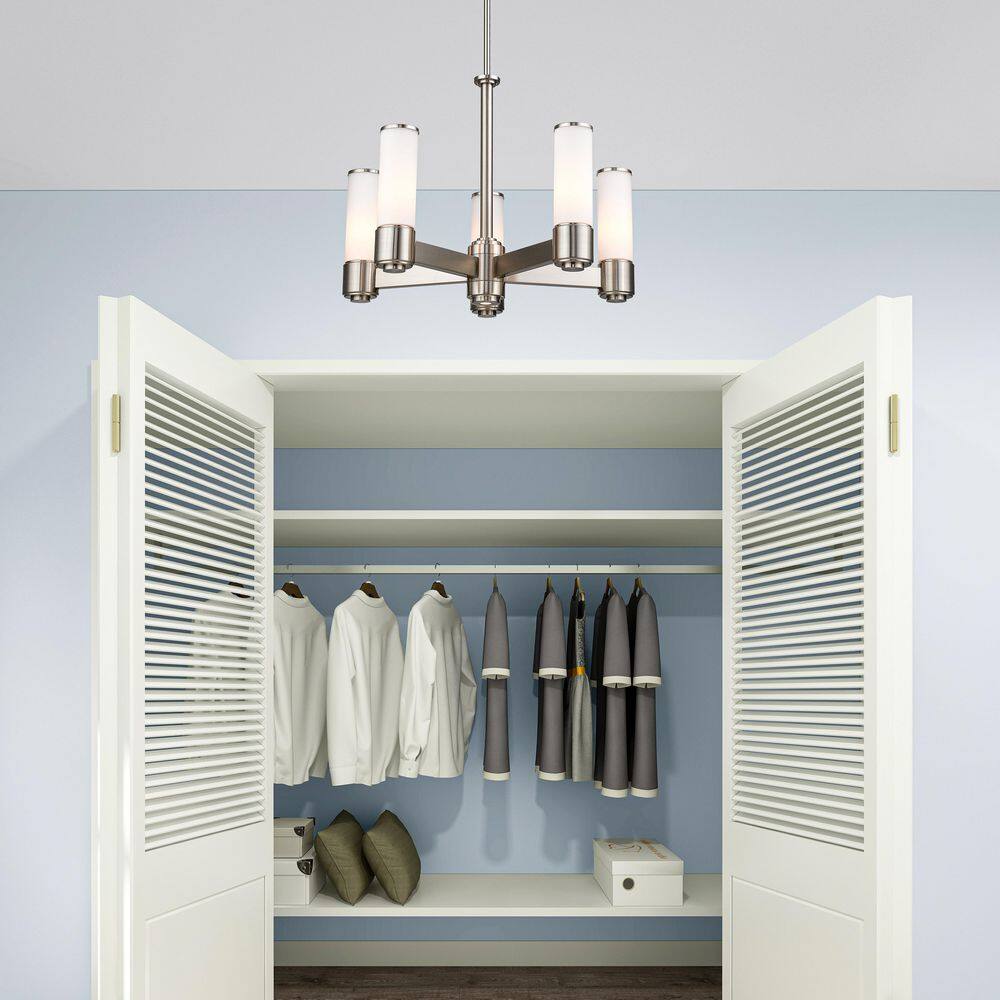 Brushed Nickel Rustic Chandelier with Hand Blown Glass