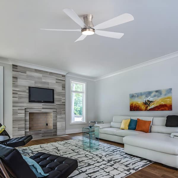 52 in. Indoor Brushed Nickel Ceiling Fan with Dimmable LED Light and Remote Control for Living Room