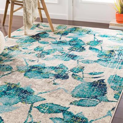 Teal Artistic Weavers Pauline Traditional Floral Area Rug 10' x 14' 