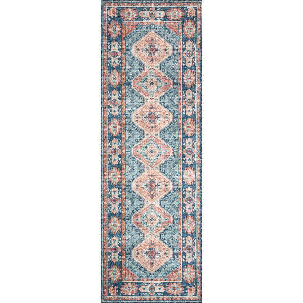 Reversible Turquoise & Terracotta Oriental Round Rug - 6' Wool Blend