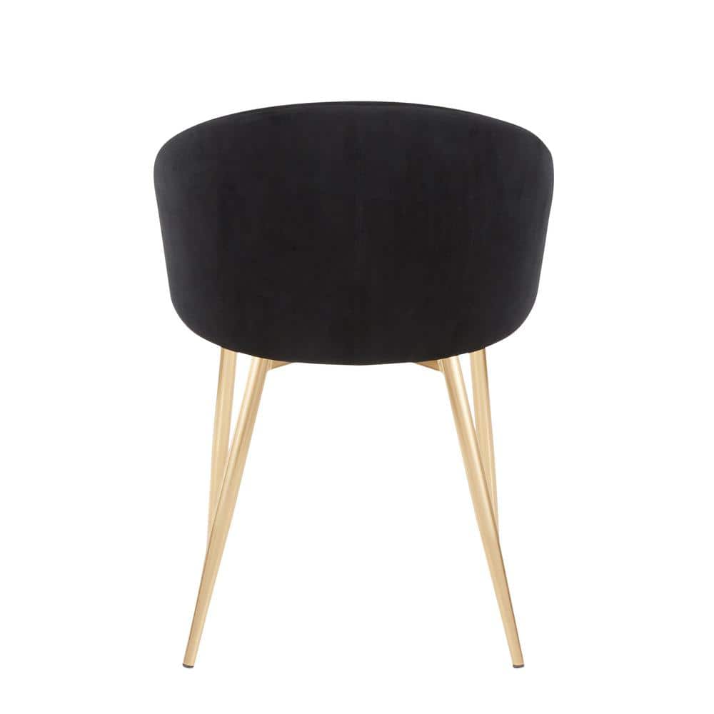 Claire Black Velvet Upholstered Low Arm Chair with Gold Metal Frame