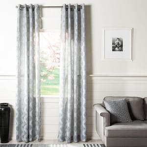 Charcoal Geometric Grommet Sheer Curtain - 52 in. W x 84 in. L