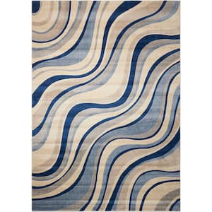 Somerset Ivory/Blue 4 ft. x 6 ft. Floral Contemporary Area Rug