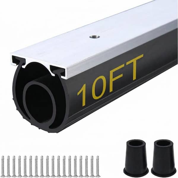 10ft L x 1-5/8in. ft. Universal Garage Door Bottom Seal Weatherproof Rubber with Aluminum Track Black Kit