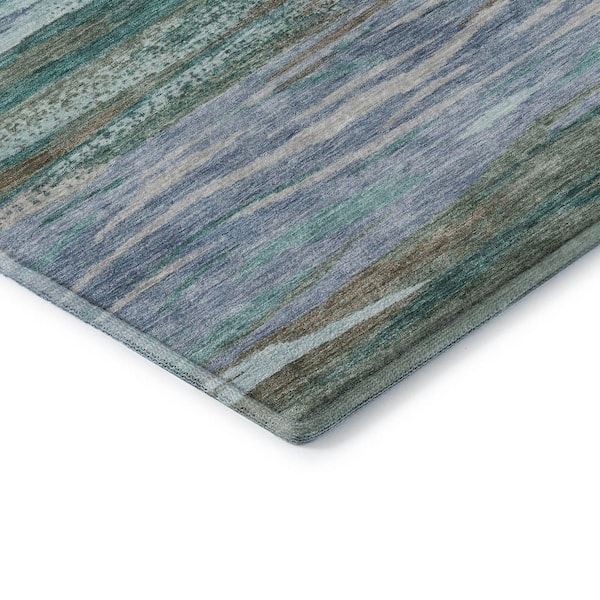 Mayfield Premium Machine Washable Abstract AMF1933 Teal 10 ft. x 14 ft. Area Rug