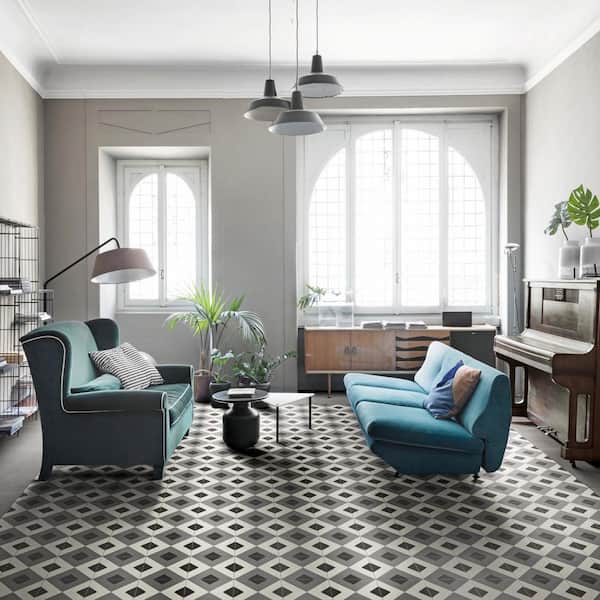 D_Segni Double Diamond Smoke Blend 8 in. x 8 in. Glazed Porcelain Floor and Wall Tile (10.32 sq. ft./Case)