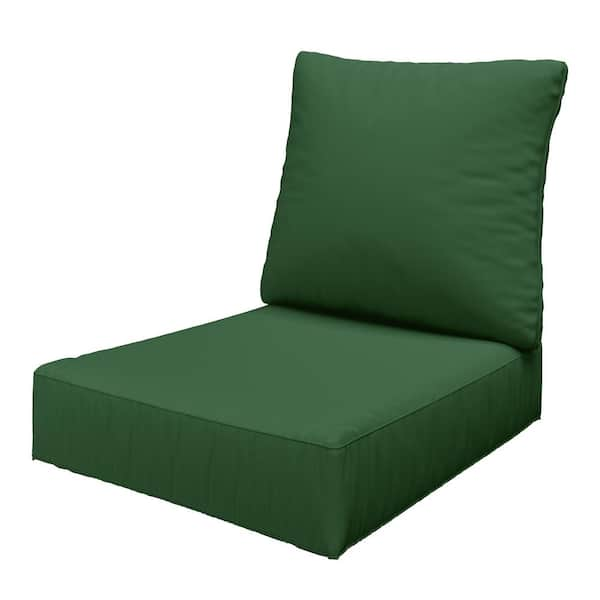 24 in. x 24 in. x 6.5 in. Outdoor Repacement Deep Seating Lounge Chair Cushion with Backrest Green