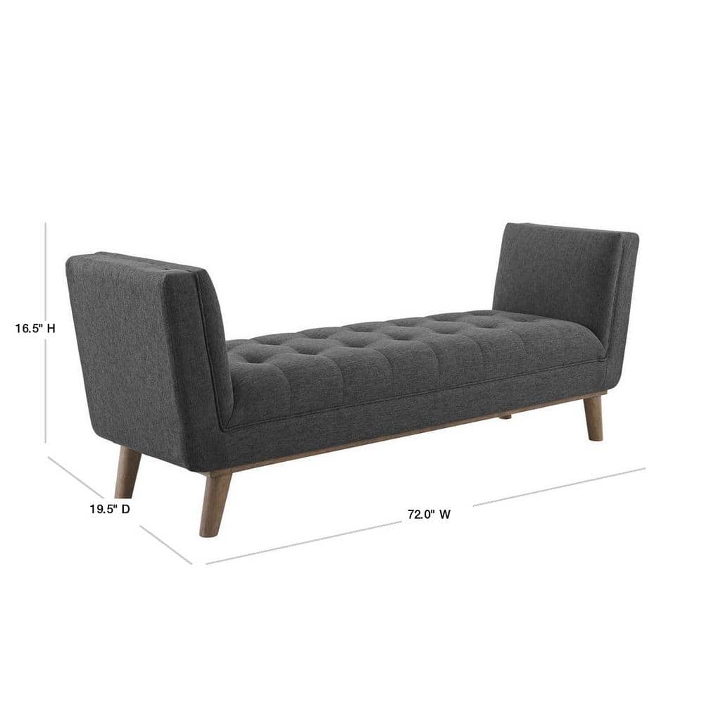 Haven Gray Tufted Upholstered Fabric Accent Bench