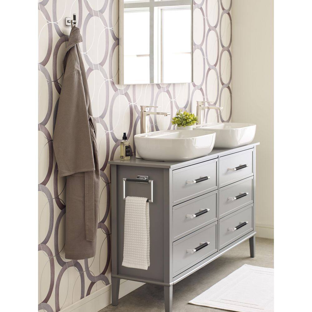 Polished Nickel and Black Bronze Wall Mounted Towel Ring