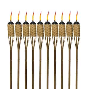 57 in. Easy Pour Tiki Torch Bamboo Classic Weave Brown 10-Pack
