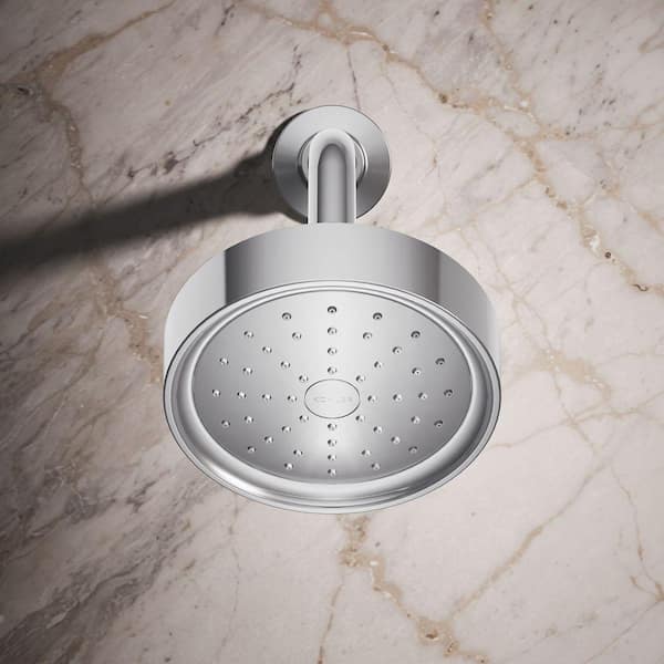 KOHLER Purist 1-Spray 5.5 in. Single Wall Mount Low Flow Fixed Shower Head in Polished Chrome