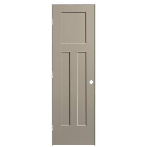 Masonite 24 in. x 80 in. 3-Panel Winslow Right-Hand Solid Core Smoked Tan Molded Composite Single Prehung Interior Door