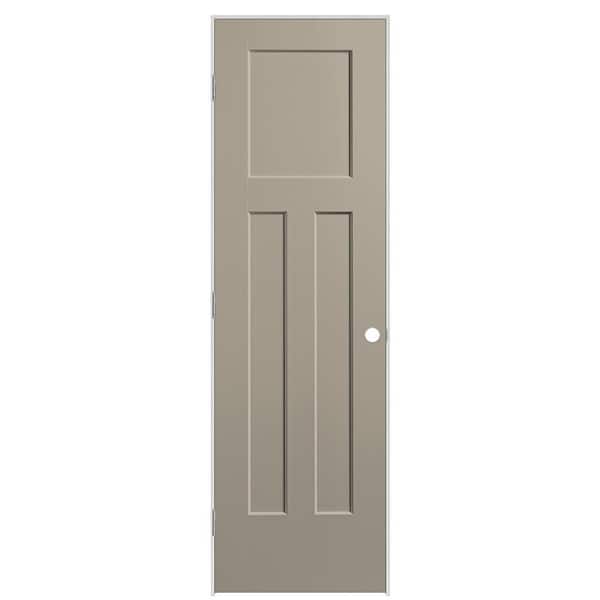 Masonite 24 in. x 80 in. 3-Panel Winslow Right-Hand Hollow Core Smoked Tan Molded Composite Single Prehung Interior Door