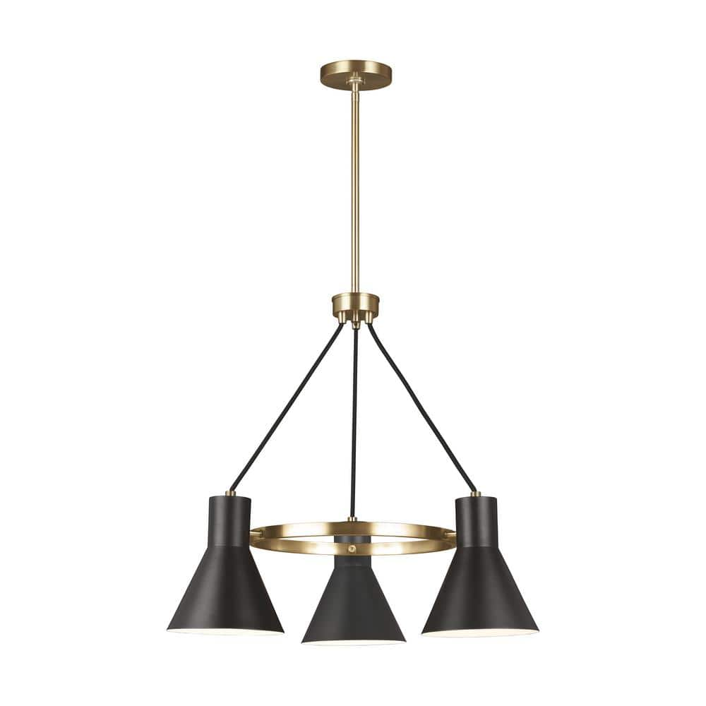 Generation Lighting Towner 3-Light Satin Brass Mid-Century Modern ...