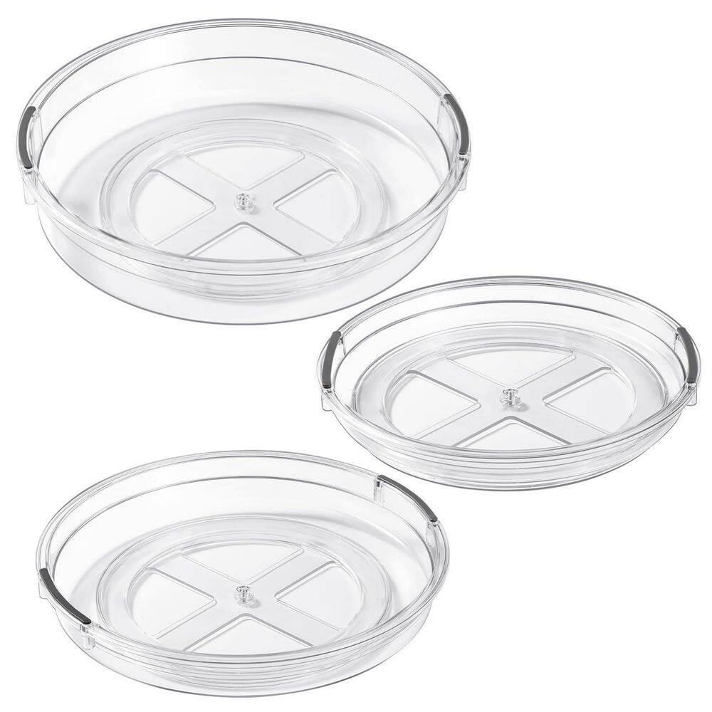 3-Pack Clear Rotatable Pantry Organizers for Kitchen Cabinet, Fridge, Countertop and Table Top Condiment Spice Storage