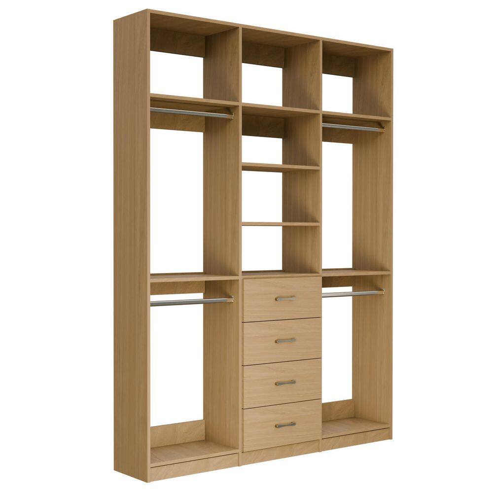 Alto Collection 69 in W Oak Wall Mounted 2 Double Hang and 4-Drawer w Extensions Wood Closet System price history on PriceWatchPro