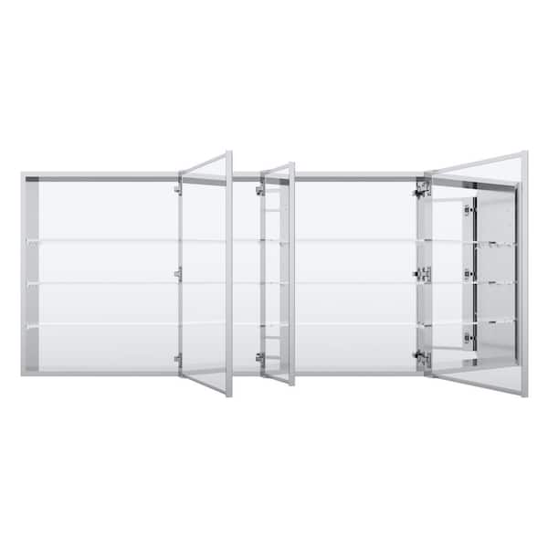 Liviza JSA 60 in. W x 30 in. H Rectangular Recessed/Surface Combo Aluminum Medicine Cabinet with Mirror, Reversible Door