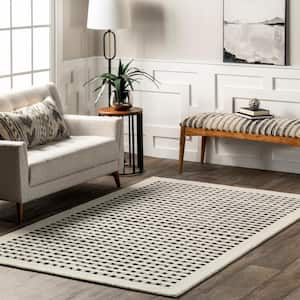 Adahlia Checkered Wool Ivory 8 ft. x 10 ft. Modern Area Rug