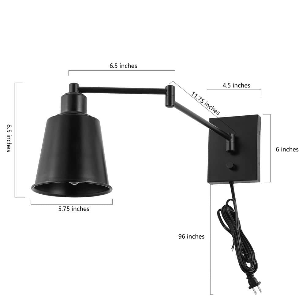 Cary 5.75" Black Iron Swing Arm LED Wall Sconce