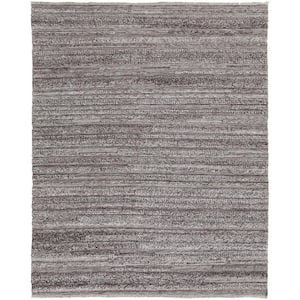 9 x 12 Taupe and Brown Striped Area Rug