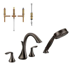 Eva 2-Handle Deck-Mount Roman Tub Faucet with Handshower in Oil Rubbed Bronze (Valve Included)