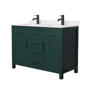 Beckett 48 in. W x 22 in. D x 35 in. H Double Sink Bathroom Vanity in Green with Carrara Cultured Marble Top