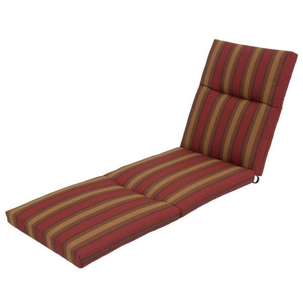 Hampton Bay Red Tweed Stripe Deluxe Outdoor Chaise Lounge Cushion