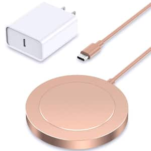 20-Watt Magnetic Wireless Charger with USB-C PD Adapter Compatible for Any iPhone Devices, Rose Gold