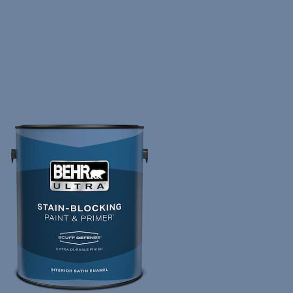 BEHR ULTRA 1 gal. #S530-5 Brisk Blue Extra Durable Satin Enamel Interior Paint & Primer