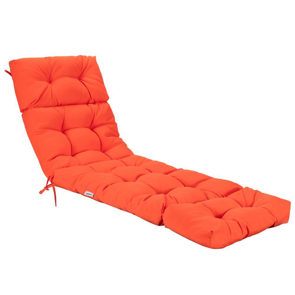 73'' Bright Orange Cotton and Polyester Chaise Lounge Cushion