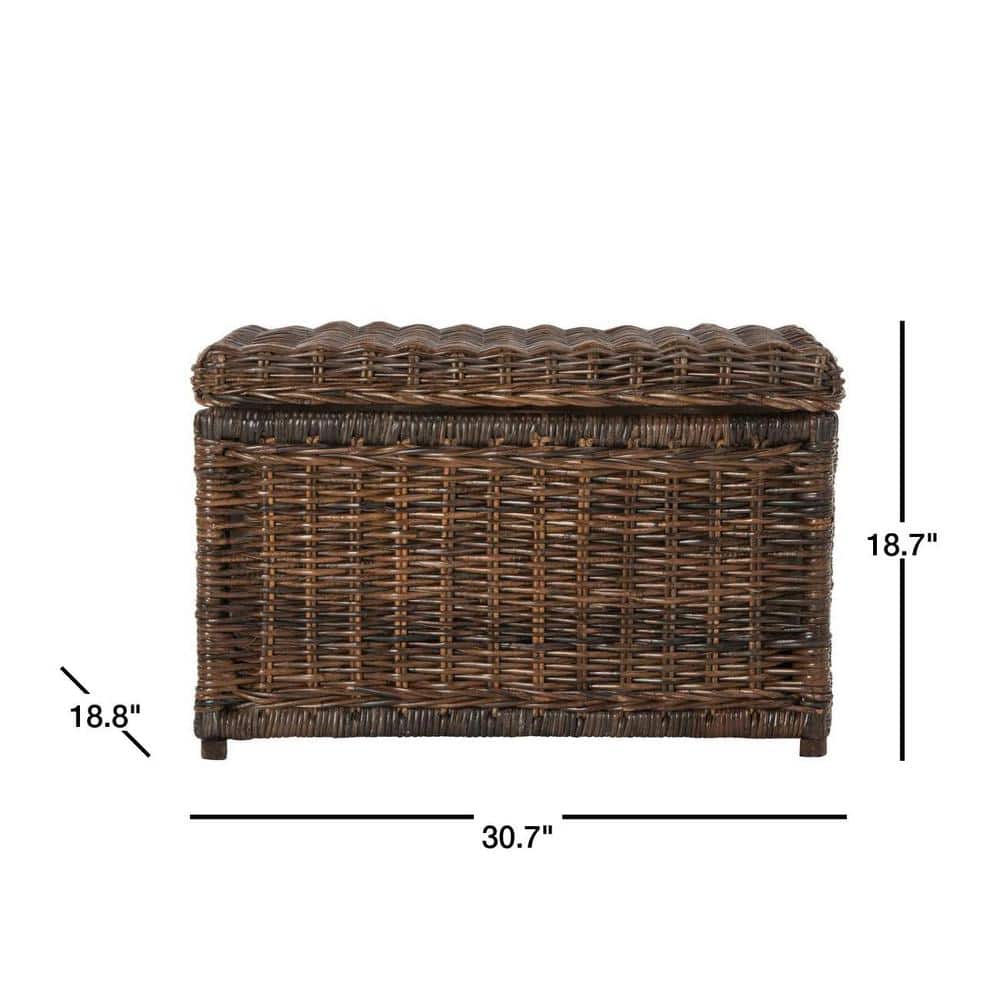 Elijah 30" Chestnut Brown Wicker Storage Trunk with Removable Lid