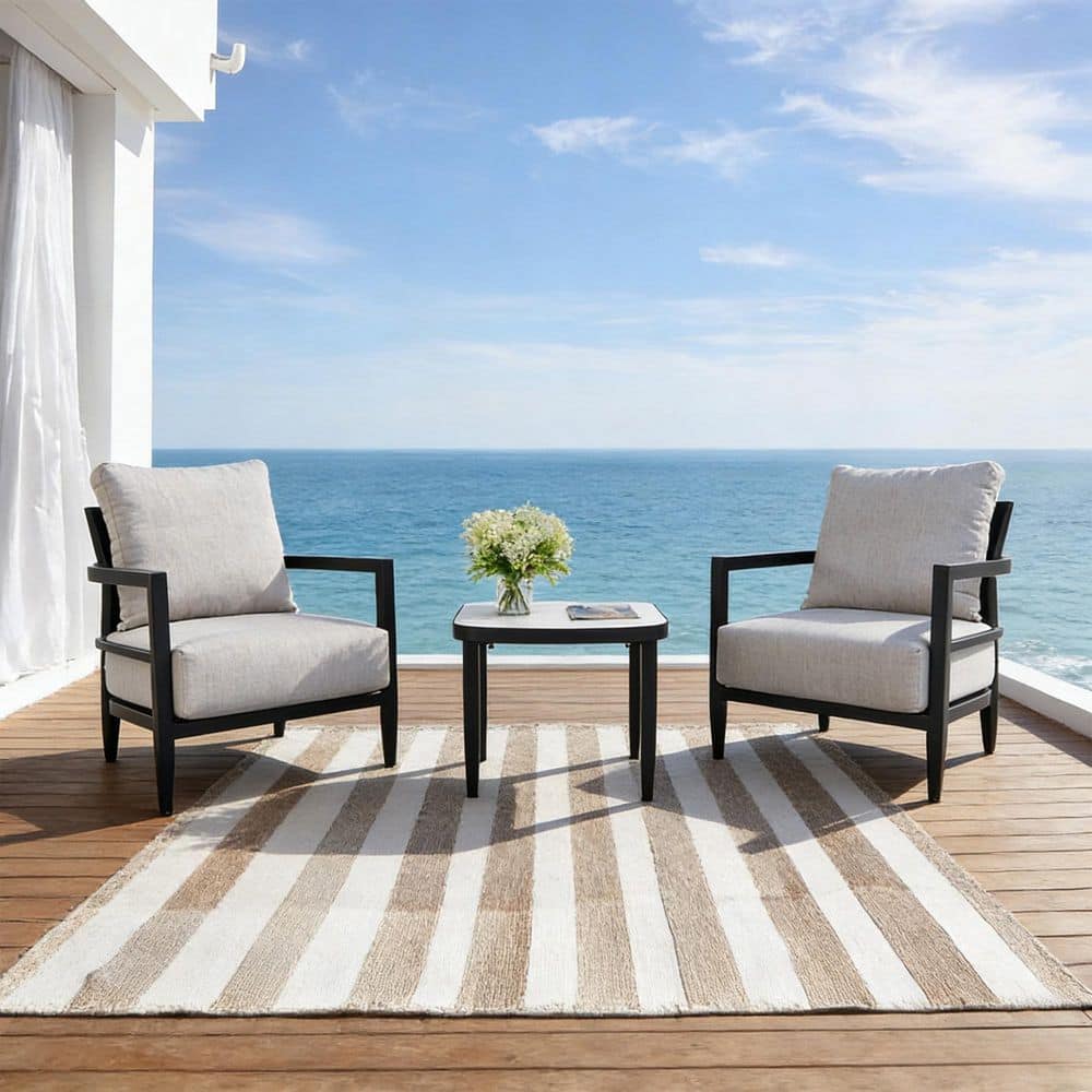 3-Piece Aluminum Ember Black Patio Conversation Set with Cast Silver Cushions price history on PriceWatchPro