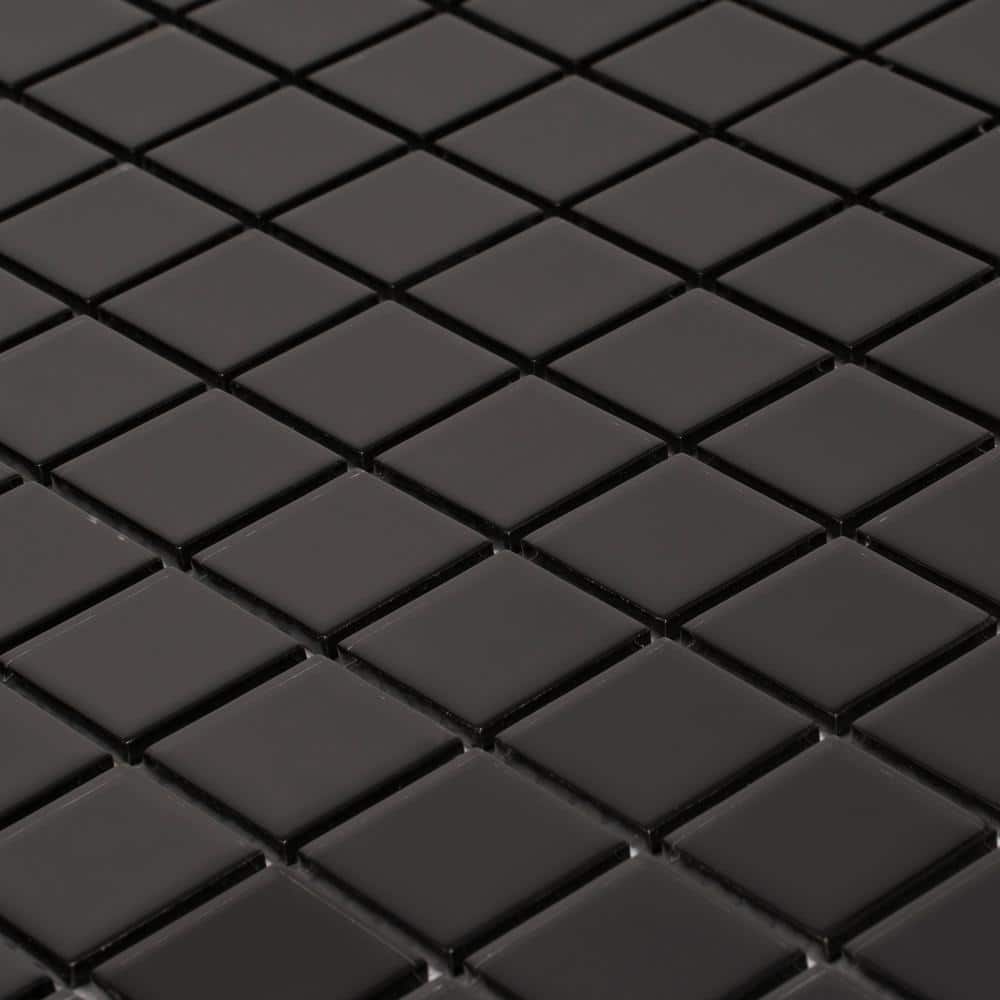 Black Polished Glass Mosaic Tile for Kitchen and Bathroom