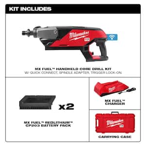 MX FUEL Lithium-Ion Cordless Handheld Core Drill Kit with 2 Batteries and Charger w/REDLITHIUM XC406 Battery Pack